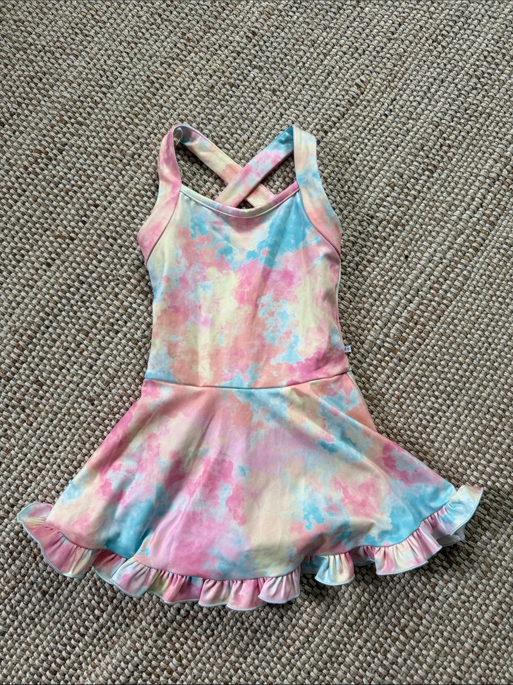 Caden Lane Pastel Tie-Dye One-Piece Swimsuit - Pink, Blue & Cream